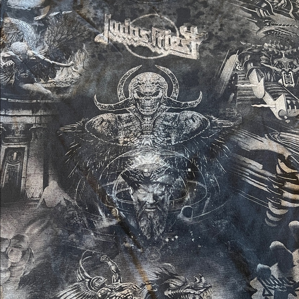 Juda Priest Epitaph All Over Graphic Short Sleeve Shirt Black/Gray Size XL